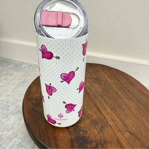 Manna Pink Heart Stainless Tumbler with Flip Lid